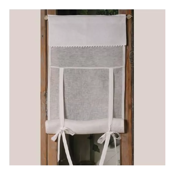 Store réglable lin blanc sur mesure modèle Orchidée