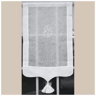 Brise-bise Lin Blanc Monogramme sur Mesure Marguerite