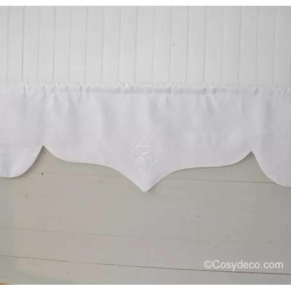 Grande Cantonnière Lin Blanc Monogramme Années 30