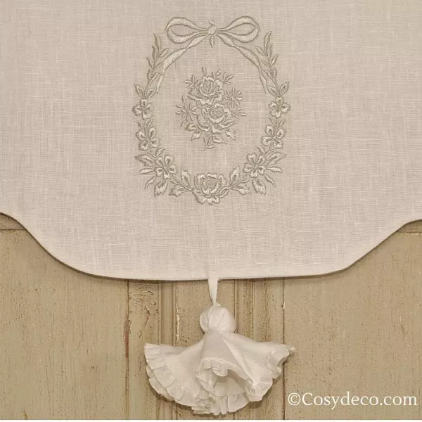 Cantonnière Broderie Champêtre Grise Sur-Mesure