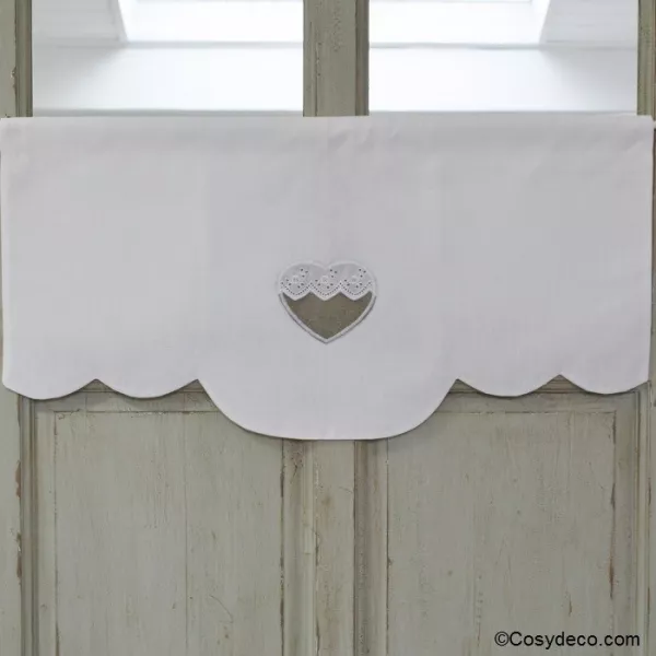 Cantonnière sur-mesure Coeur Brodé