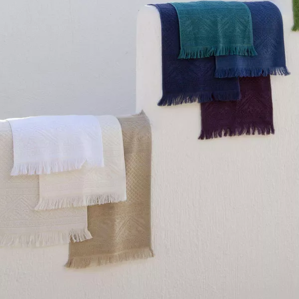 Serviette éponge style Hammam couleur craie Zoé de Vivaraise