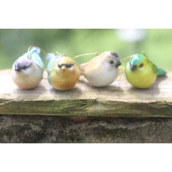 4 Oiseaux à Suspendre en Résine Déco Jardin Campagne Romantique