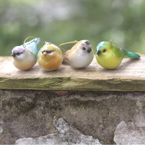 Les Oiseaux à Suspendre en Résine vendus par 4, Déco Jardin Campagne Romantique