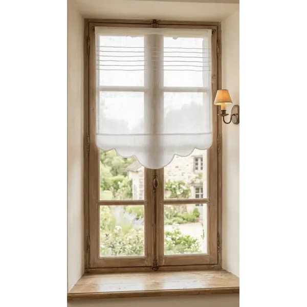 Le Brise-Bise Simple en Lin Blanc Sur Mesure
