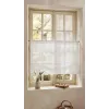 Brise-Bise Sur-Mesure en Lin Blanc Décor Cœur et Dentelle, Modèle Faustine