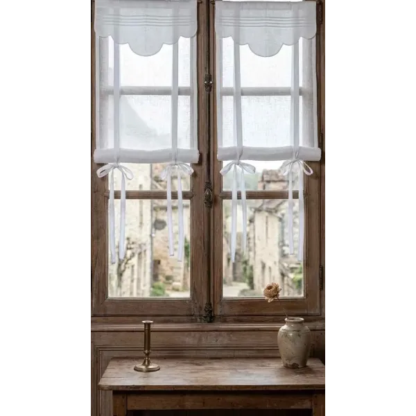 Store Réglable Lin Blanc Feston Chic | Cosy Déco
